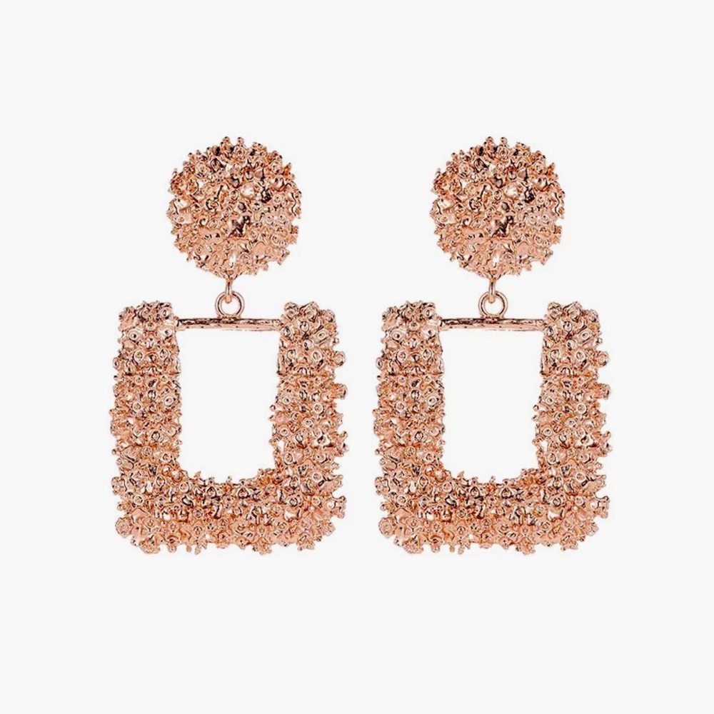 Geometric Rose Gold Drop Triangle Shape Earrings